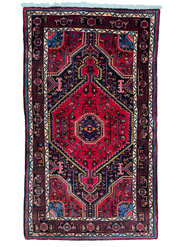 Tapis persan vintage noué à la main en laine de Hamadan - 175 x 110 cm pour la vente par Imaco Rugs