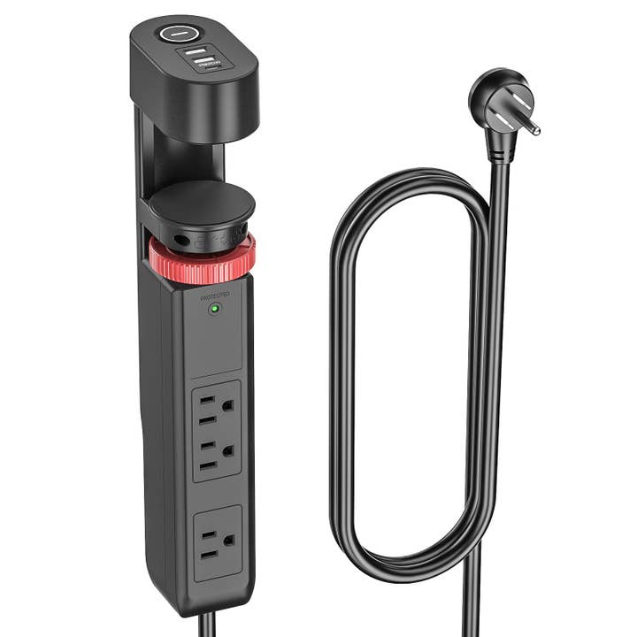 CRST Desk Clamp Surge Protector Power Strip with USB-C Port 6FT Extension Cord Flat Plug 1020J Protection Fits Tables Up to 2 Inches 36 Months Warranty for wholesale by Rocket Socket Technology