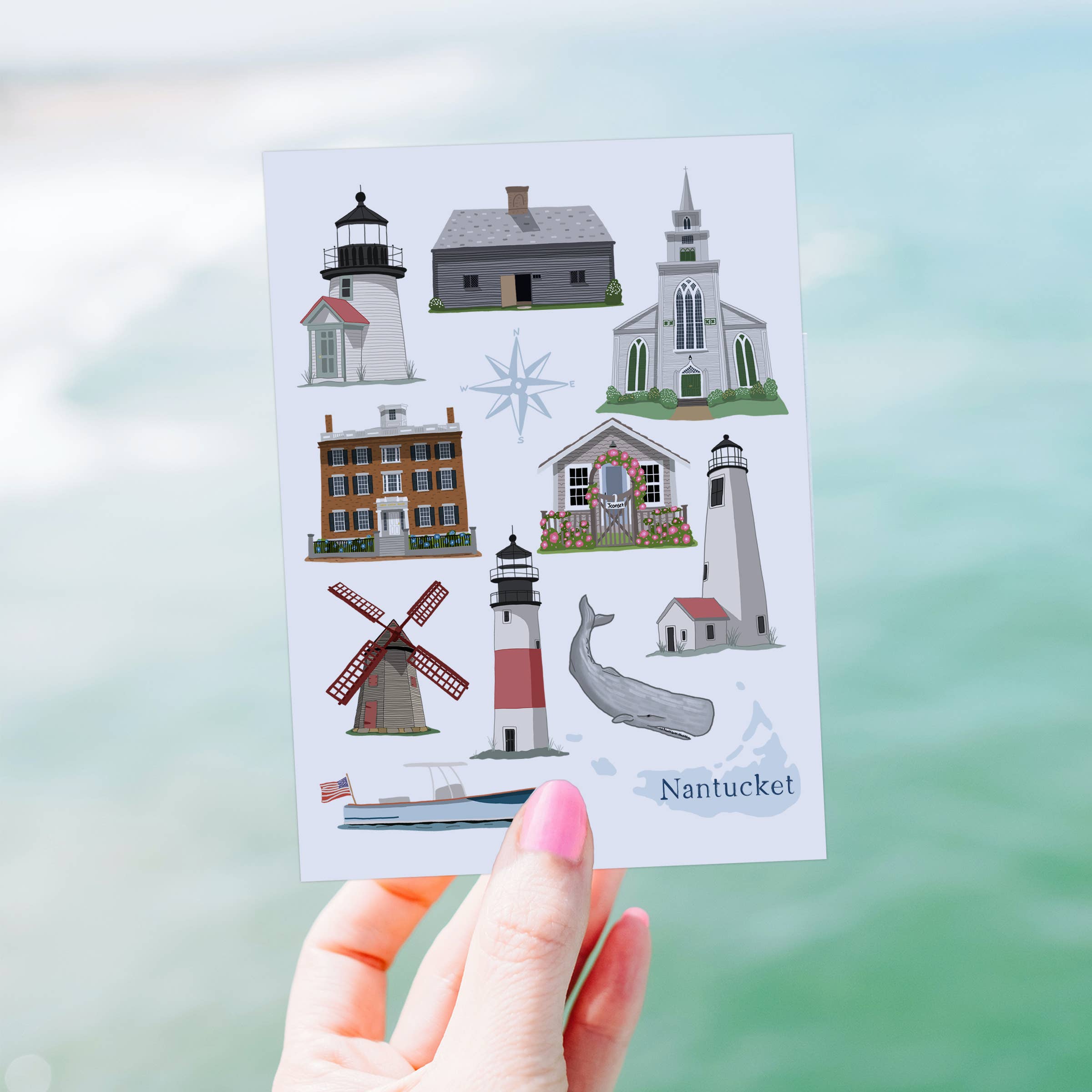 Fox Burrow Designs – wholesale Everyday greeting card – Nantucket Greeting Card - Landmarks1
