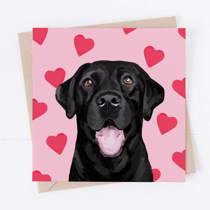 Dog Valentines card, dog love you card, Black Labrador for wholesale by Richarts Designs