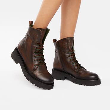 Women's Leather Lace-Up Ankle Boots - Nadir D199 Targoff for wholesale by Felmini