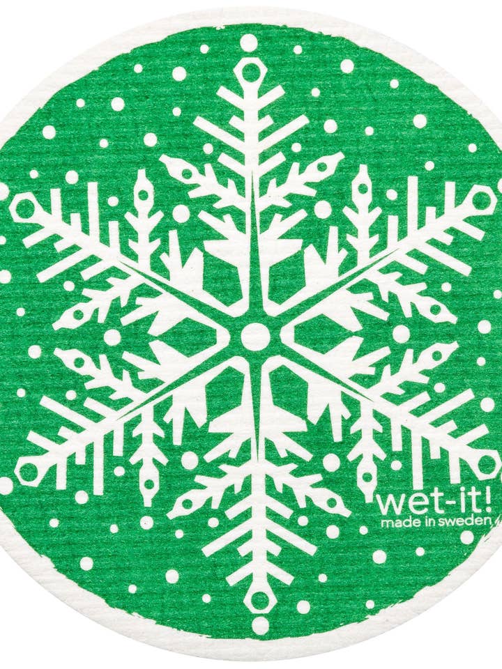Snowflake Green Round Swedish Cloth for wholesale by Wet-it!