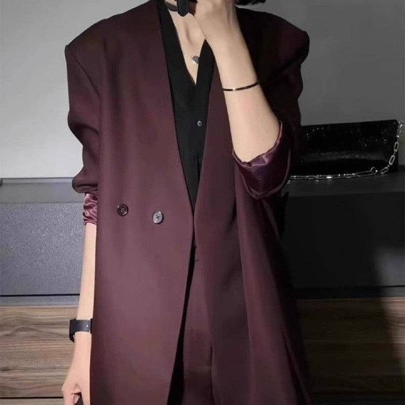 Burgundy Suit Set - Jacket And Pants for wholesale on Faire2