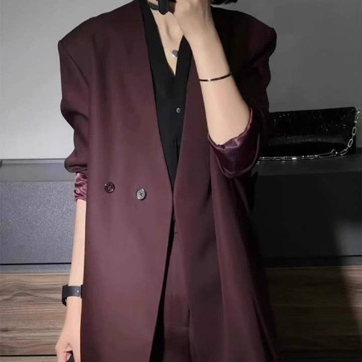 Burgundy Suit Set - Jacket And Pants for wholesale on Faire2