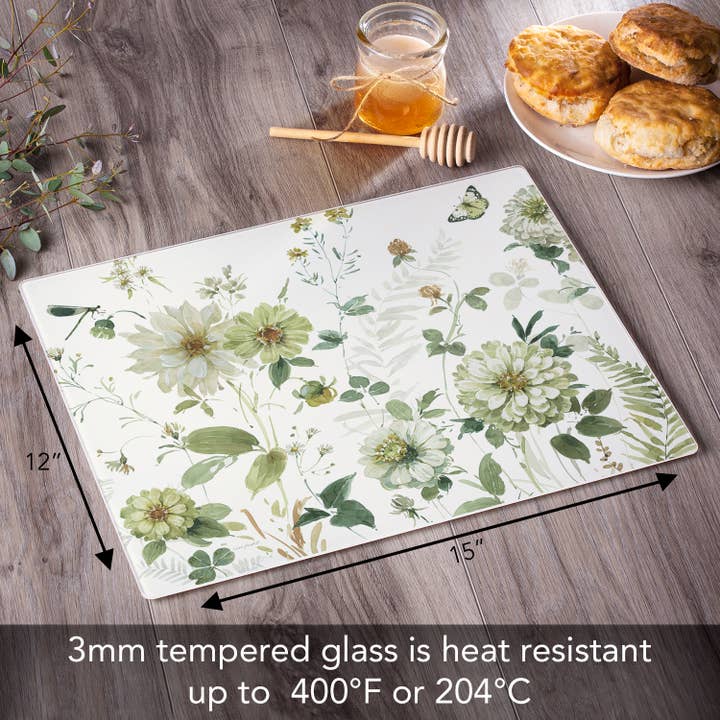 CounterArt/Highland Home/Thirstystone/CoasterStone - Wholesale Cutting Board - Green Fields 15" x 12" Tempered Glass Cutting Board