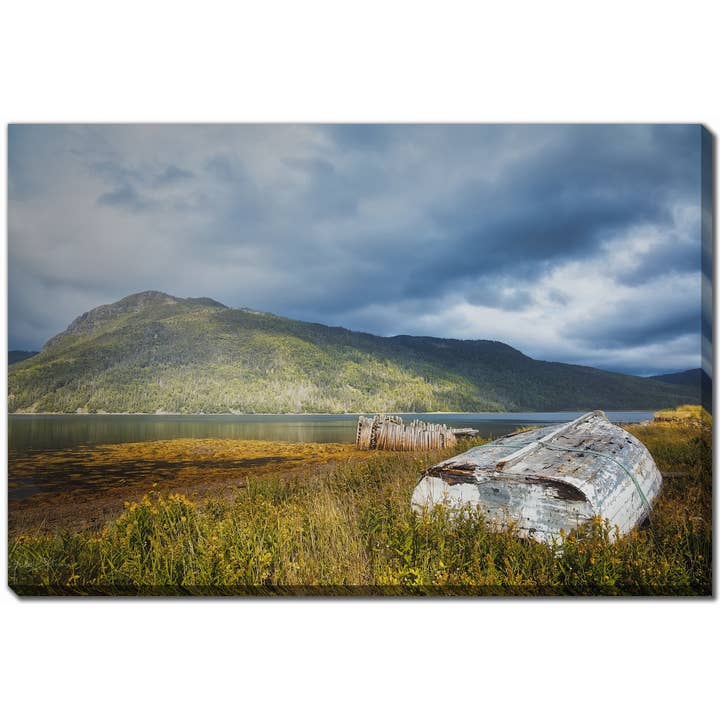 Boat Wharf Mountain 38x60 Printed Canvas Wall Art for wholesale by Streamline Art