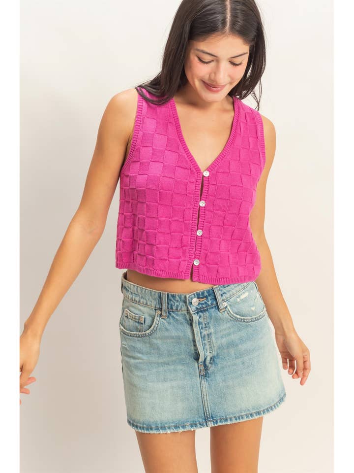 Basket Weave V-Neck Sleeveless Vest for wholesale by HYFVE