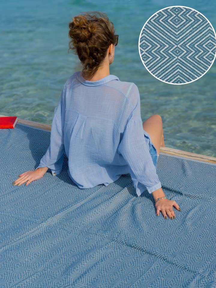 ATOM Cotton Plaid, XXL Multi-Purpose Cover - Petrol (250x200 cm) for wholesale by Samimi