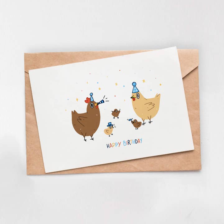 Birthday Chickens Greeting Card for wholesale by Moth Mart