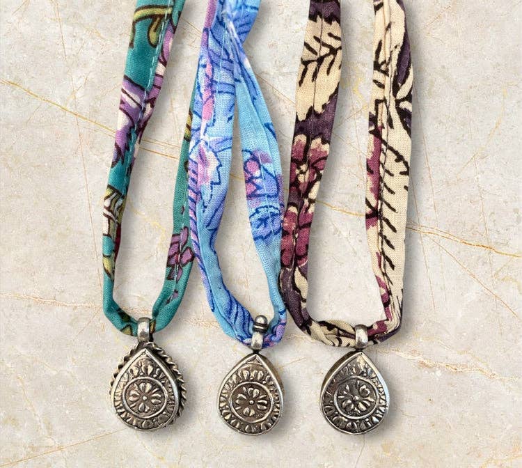 Jen Stock Mindful Designs - Wholesale Pendant/Charm Necklace - Block Print Beaded Necklaces43