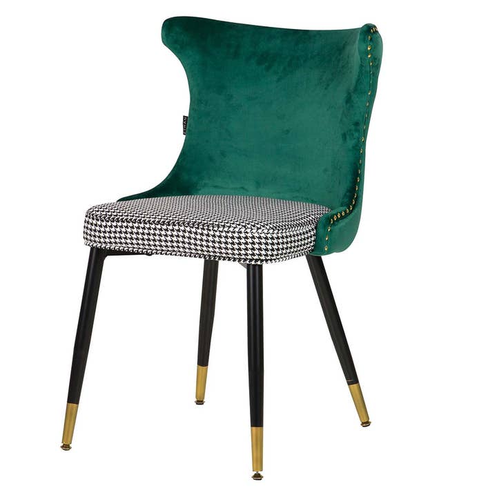 Aspen Green Velvet Studded Chair 49x54x82 cm #1 for wholesale by Ethan Chloe - GARPE GROUP - GARCIA PÉREZ Y CÍA S.L.