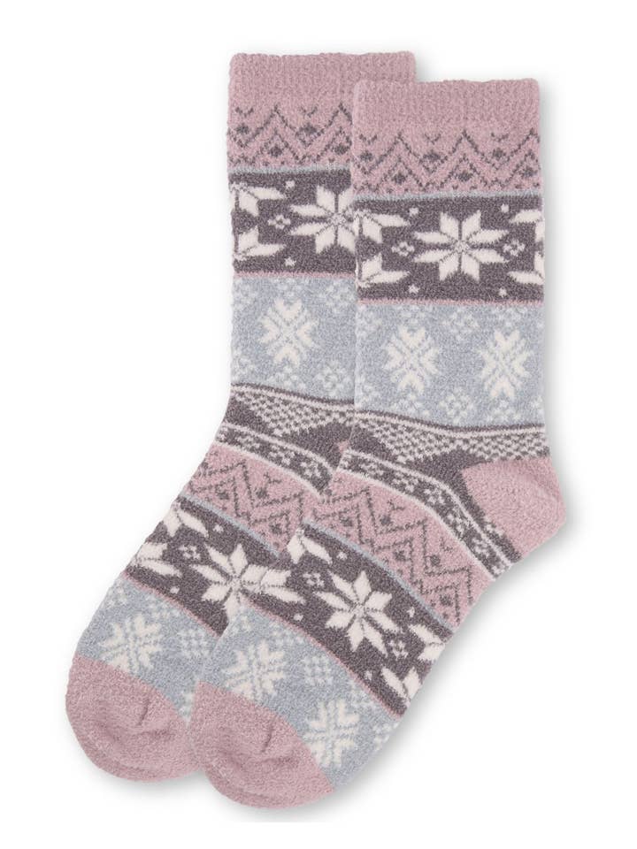 Infinity Classics International Inc. - Wholesale Socks - Women's - Snowflake Fair Isle Super Soft Cozy Crew Sock