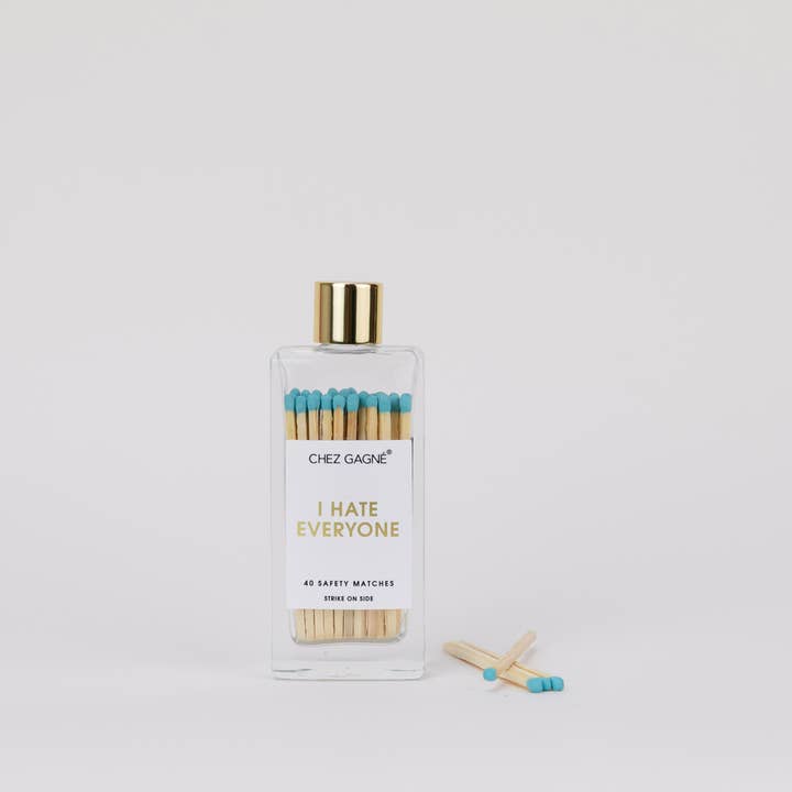 Chez Gagné – Großhandel Streichhölzer – Ich hasse alle - Sicherheitsstreichhölzer aus Glasflasche - Aqua8