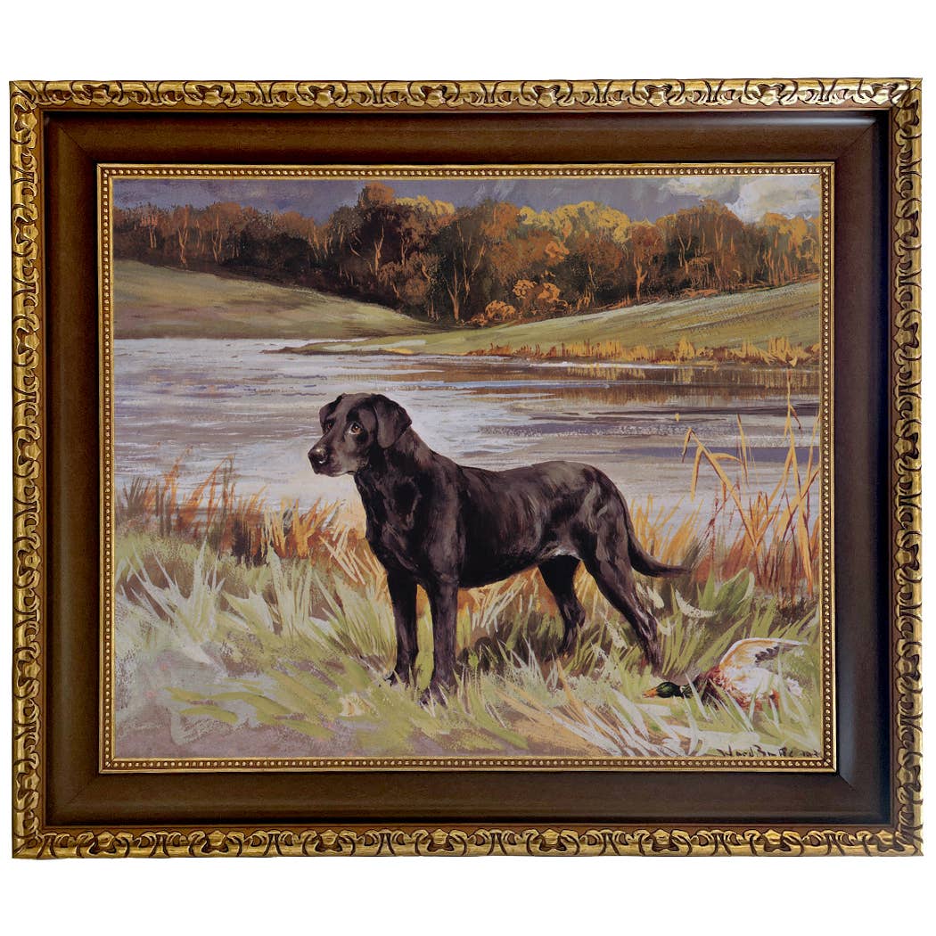 Madison Bay Co. - Historical Home Decor Reproductions - Wholesale Art Print - Labrador Retriever with Duck Framed Painting Print on Canvas84