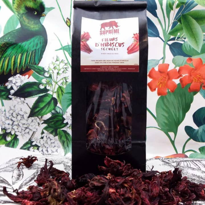 SUPRÊME BOISSONS – Engroshandel Sundheds-/detox-te – RØDE TØRREDE HIBISCUS BLOMSTER - 100g - ØKOLOGISK