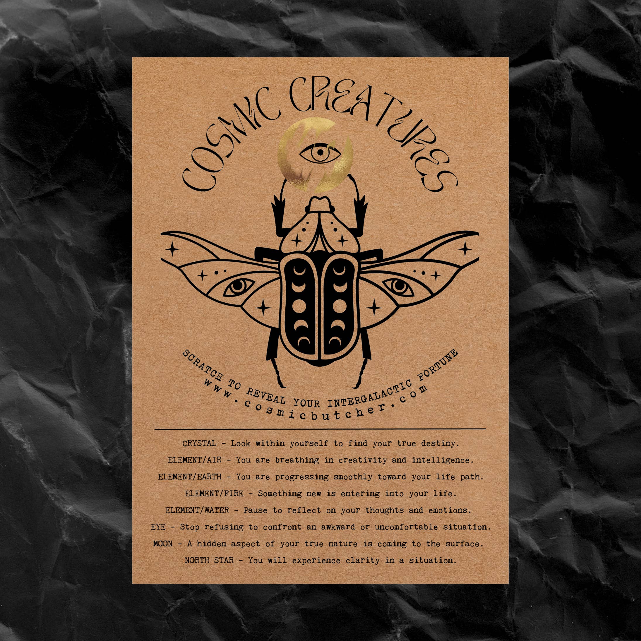 Cosmic Butcher - Vendita all'ingrosso Biglietti di auguri generici - "CREATURE COSMICHE" (COLEOTTERO) Carta Boho Gratta e Vinci della Fortuna1