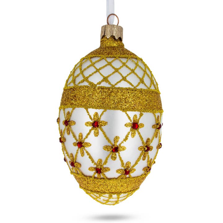 Gold Stars On Trellis Egg Glass Ornament for wholesale by BestPysanky