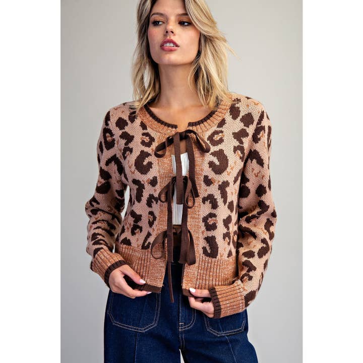 Leopard Printed Long Sleeve Cardigan for wholesale by STYLE USA