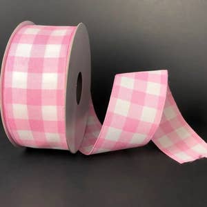 Pink Gingham Ribbon/ Plaid Ribbon/ Pink Ribbon/ Torn Ribbon/ Frayed Ribbon/  Pink and White/ Scrapbooking Ribbon/ Cardmaking/ Packaging