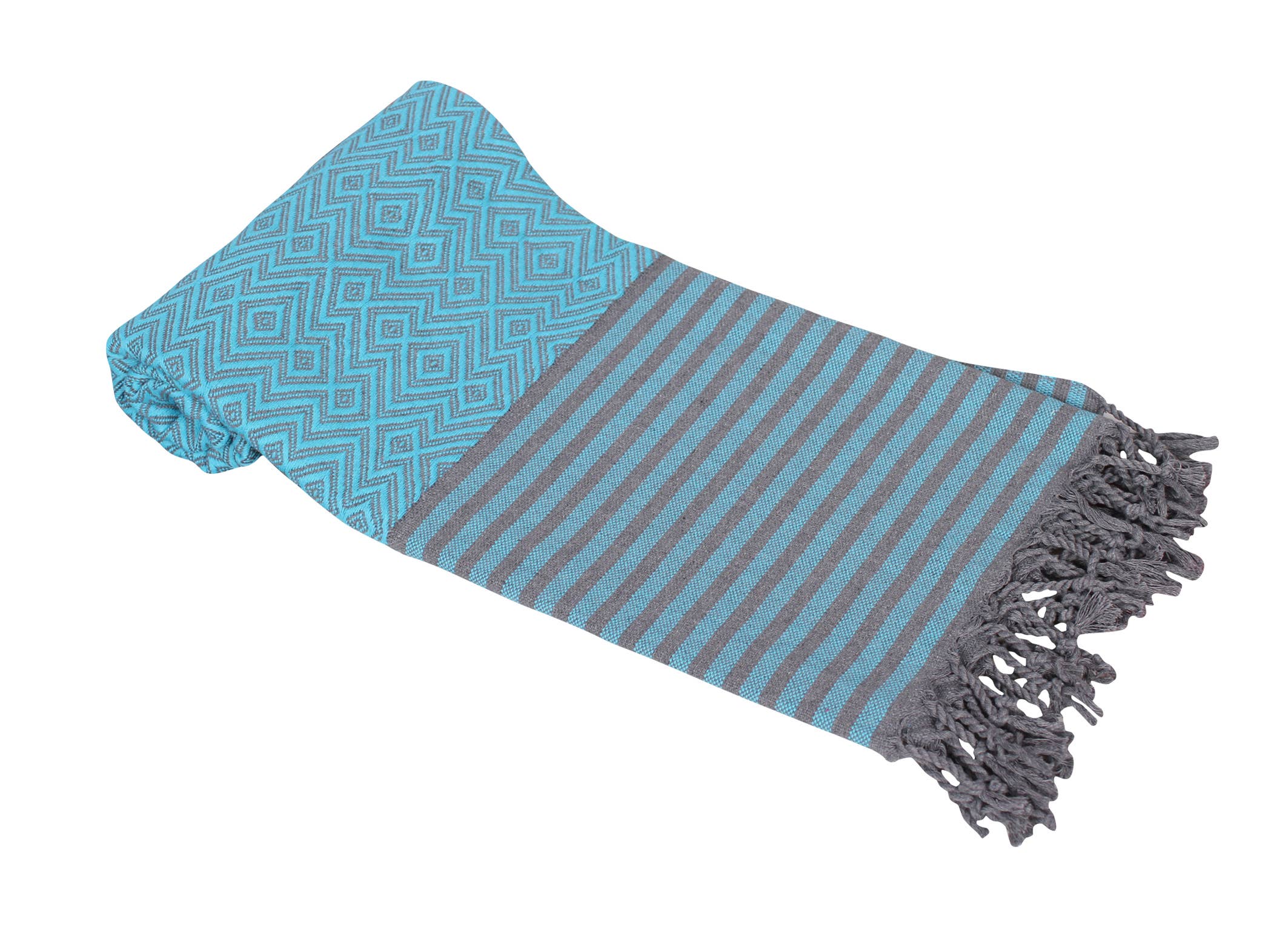 ARTG – Engroshandel Badehåndklæde – ARTG Hamamzz® Kusadasi Aqua Blå/Grå - AR0510