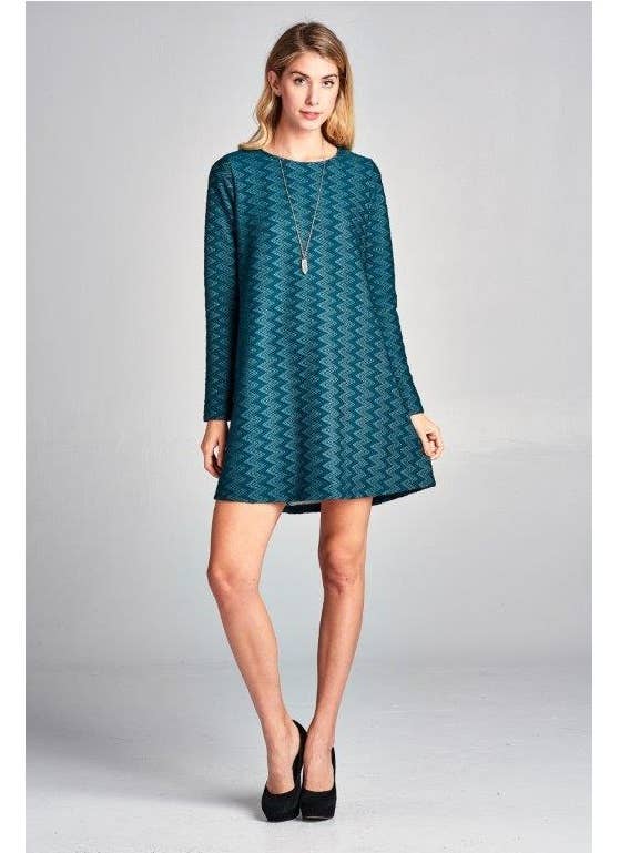 Tillverkad i USA - kvinnors långärmad mini tunika svett klänning för wholesale av LKLUV