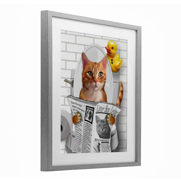 Stupell Industries - Wholesale Wall Sign - Cat on Toilet with Ducky - Print Under Glass Wall Art9