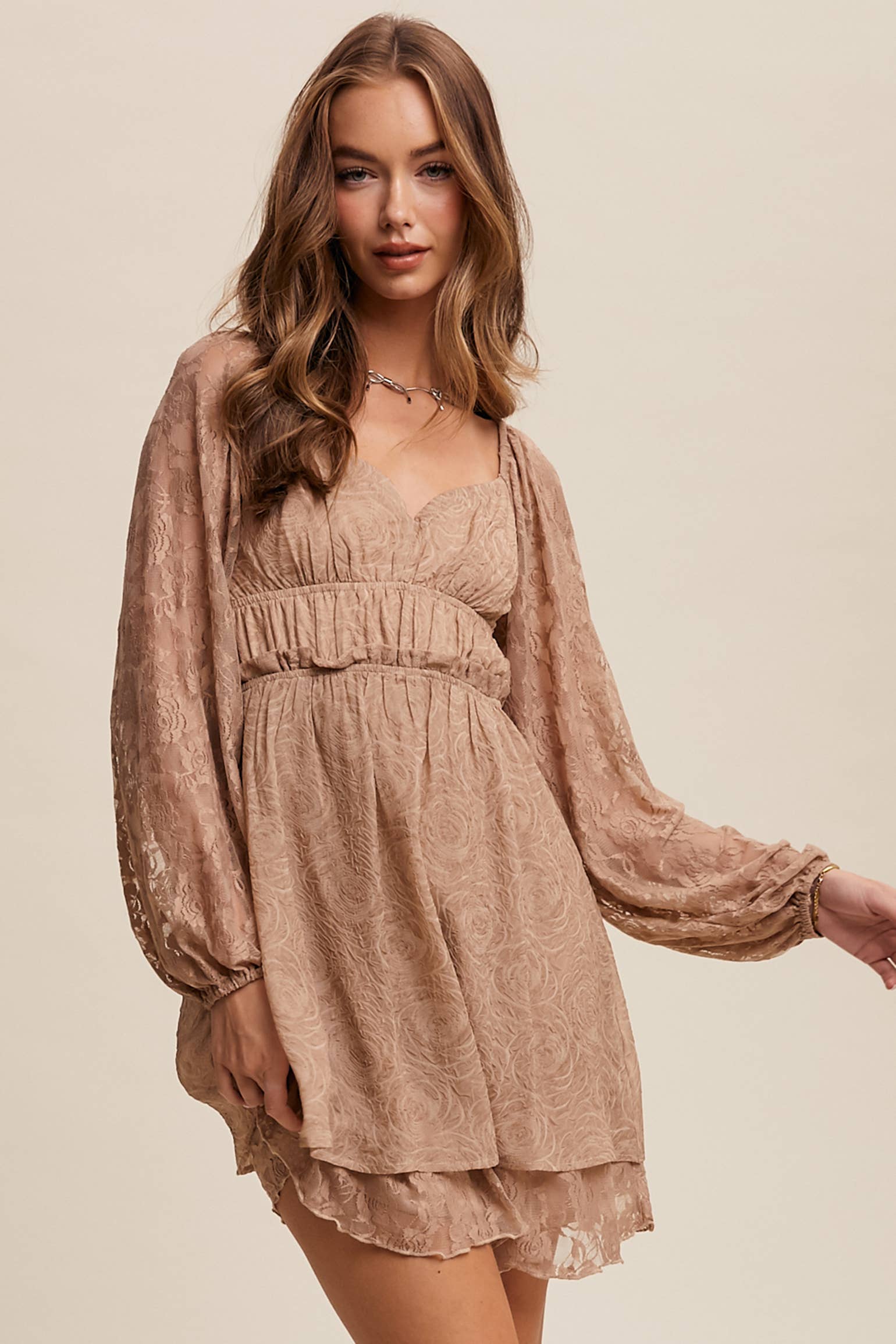 Listicle – wholesale Dress – Women's – Floral Lace Dress with Layered Detail LD145511