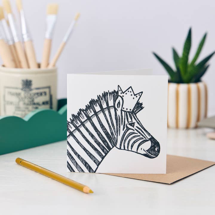 Flo Zebra Greetings Card for wholesale by Wild Things
