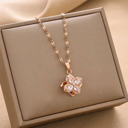 Gooddiy – wholesale Link & chain necklace – Steel Inlaid Zircon Pendant Necklace wholesale3
