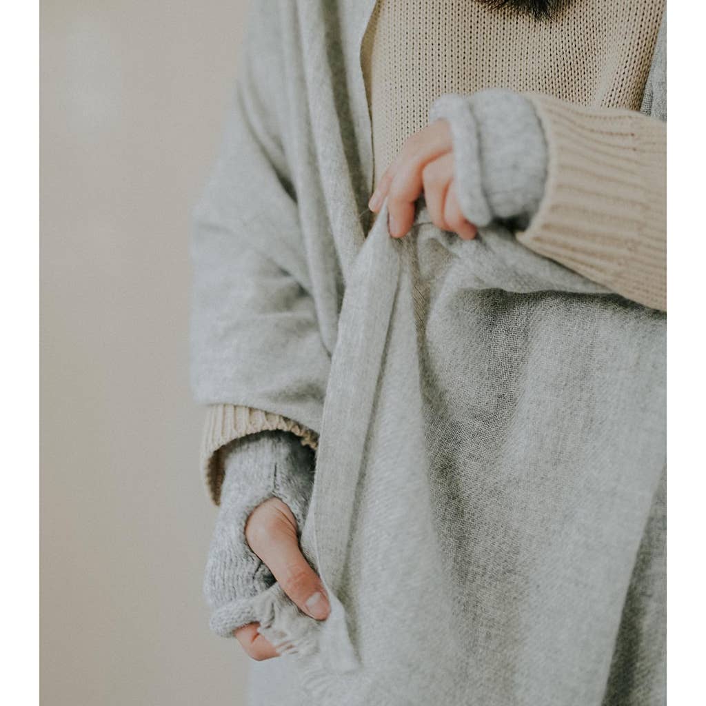 SLATE + SALT - Wholesale Scarf - Unisex - Heathered Gray Handloom Cashmere Scarf4