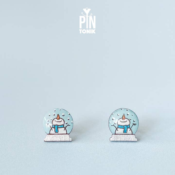 PinTonik – wholesale Stud/post earrings – Snowman Snow Globe Christmas Snowflake Earrings5