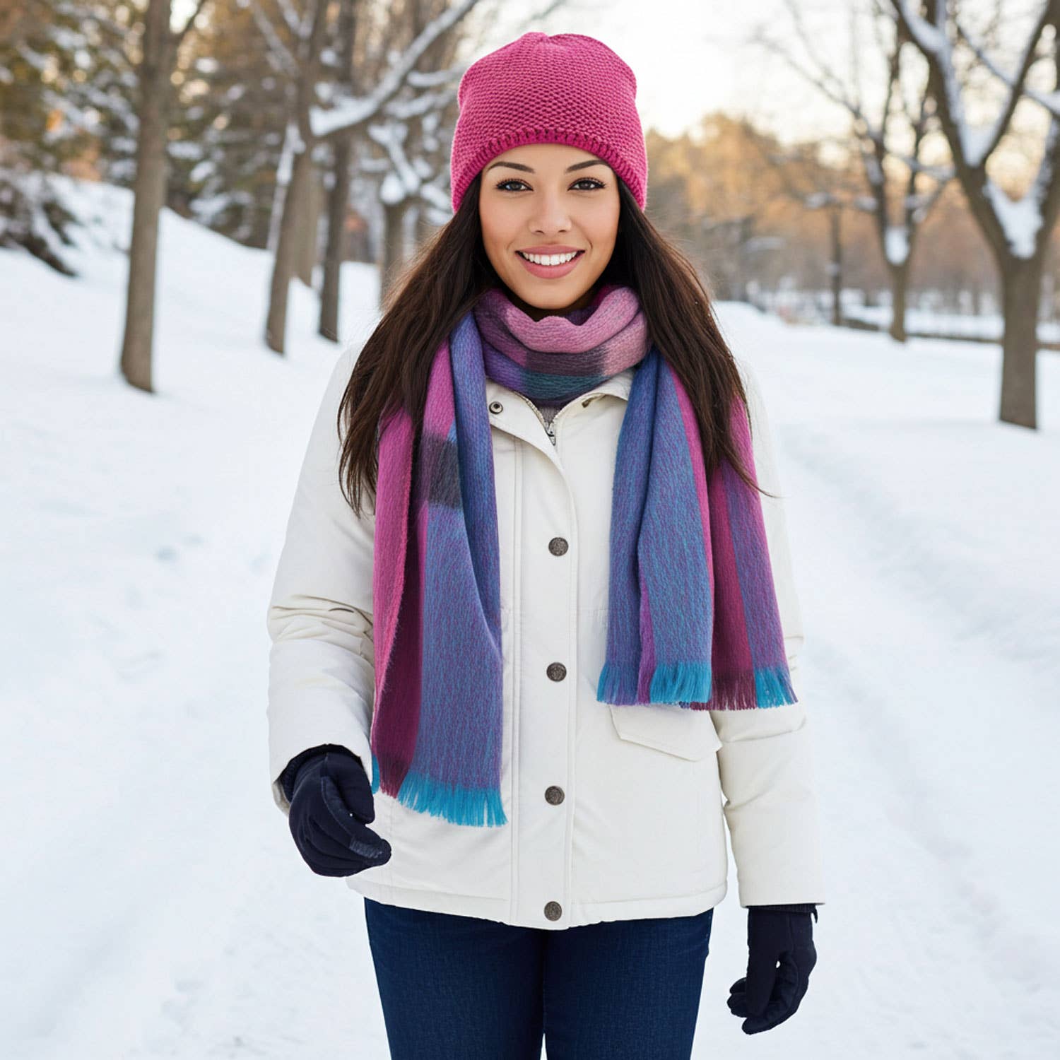 Shupaca Alpaca - Wholesale Scarf - Women's - Alpaca Plaid Scarf - Grapevine1