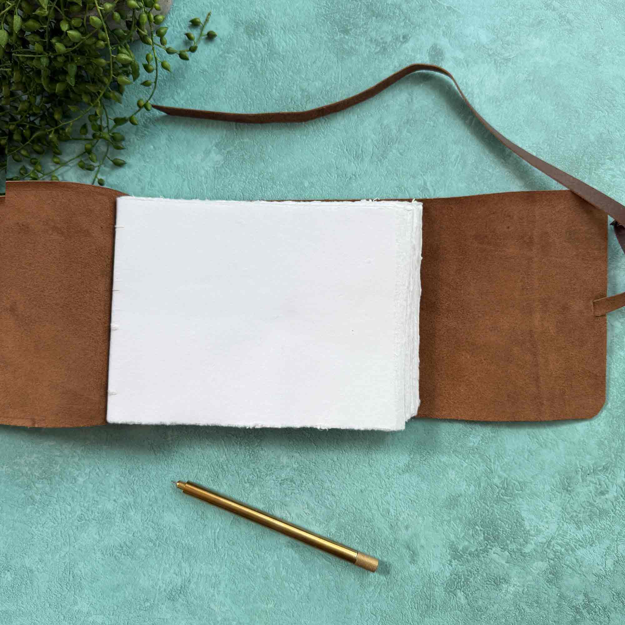 The Natural Paper Company – wholesale Notebook – A5 Landscape Handmade Leather Notebook - Dark Brown5