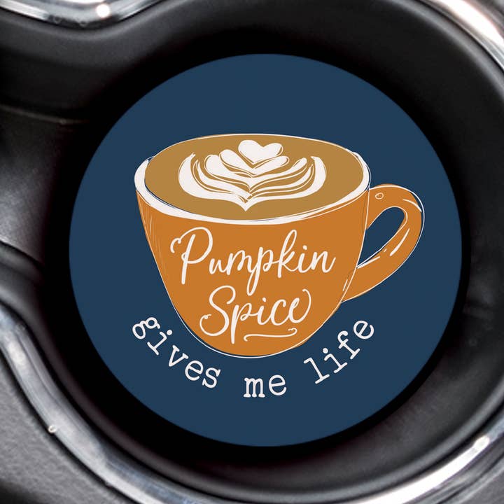 Pumpkin Spice Gives Me Life Car Coaster (Single Pack) for wholesale by P. Graham Dunn
