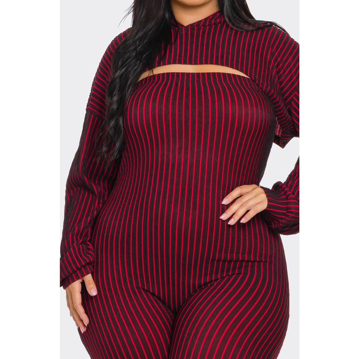 DORCAS - Wholesale Jumpsuit - Women's - Plus Size 2 Piece Strapless Jumpsuit Hoodie13