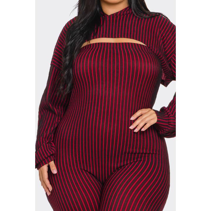 DORCAS - Wholesale Jumpsuit - Women's - Plus Size 2 Piece Strapless Jumpsuit Hoodie13