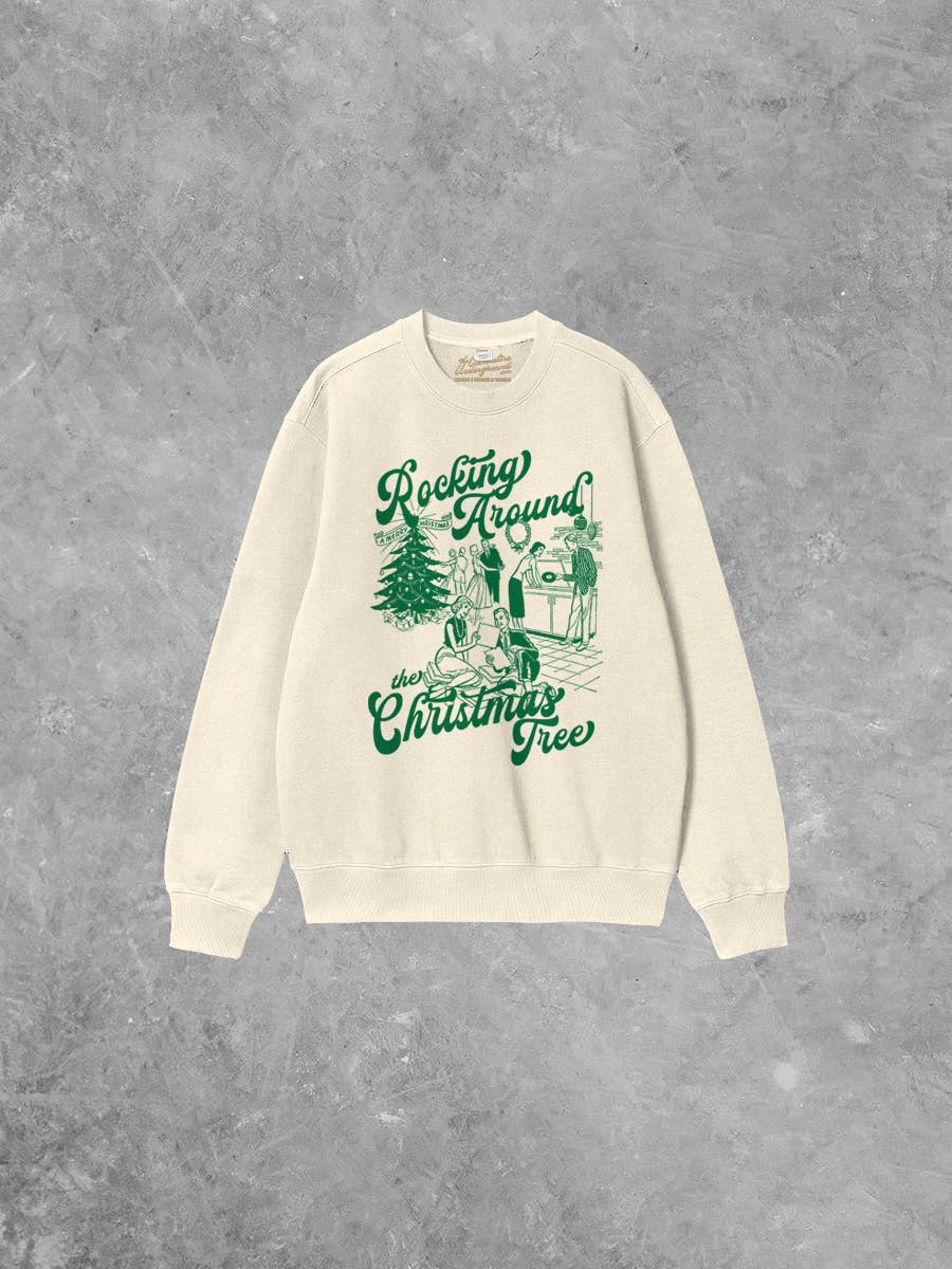 The Clandestine Underground - Wholesale Graphic Sweatshirt - Unisex - Rocking Around the Christmas Tree Boxy Cotton Sweatshirt