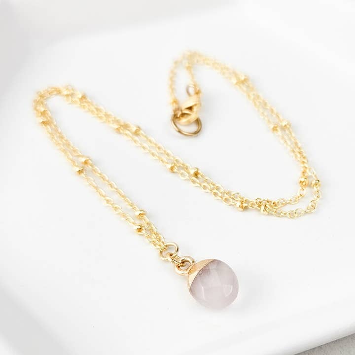 Dainty Rose Quartz Gemstone Necklace for wholesale by The Curated Carrot