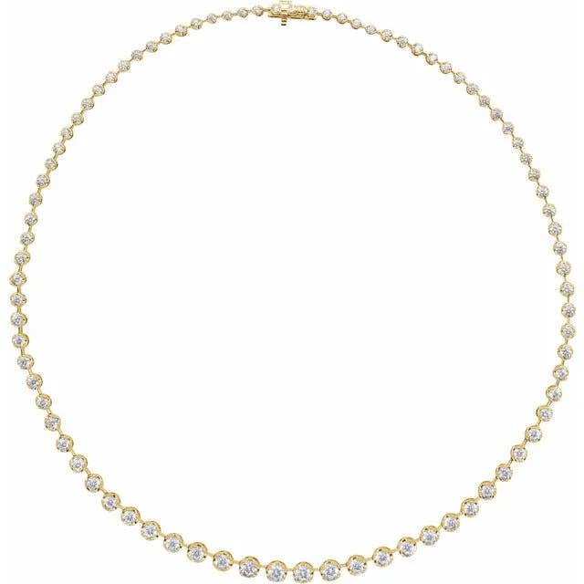 Lab-Grown Diamond Line Necklace 6.75 CTW – 16 Inch Round Diamond Tennis Necklace for wholesale by LooseDiamondNet