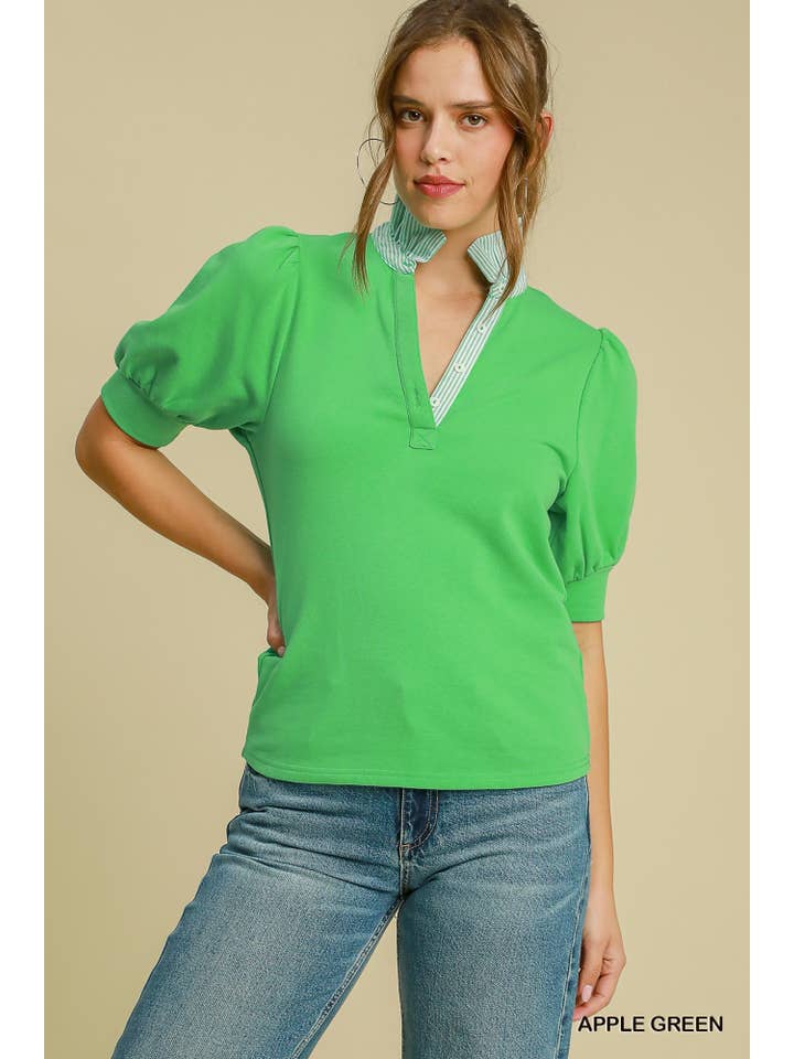 Vanilla Monkey - Wholesale Blouse - Women's - High Ruffled Neck Top With Half Sleeves