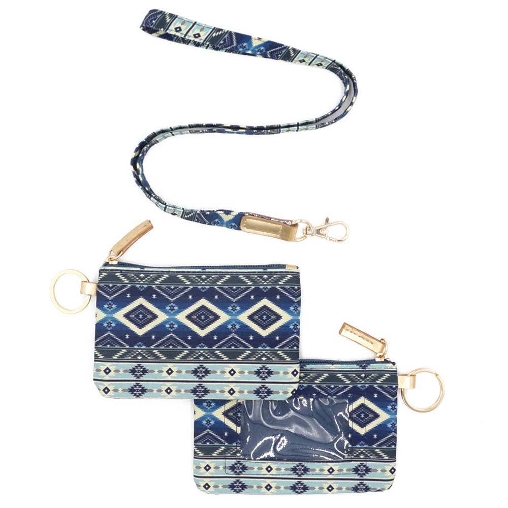 Sensibling Corp. - Wholesale Lanyard - Women's - Boho Aztec Patterned ID Wallet Detachable Lanyard
3