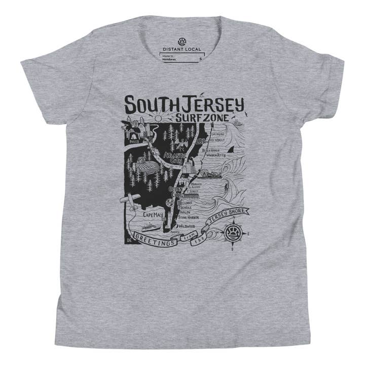 SOUTH JERSEY Kids Unisex Map T-Shirt for wholesale by Distant Local