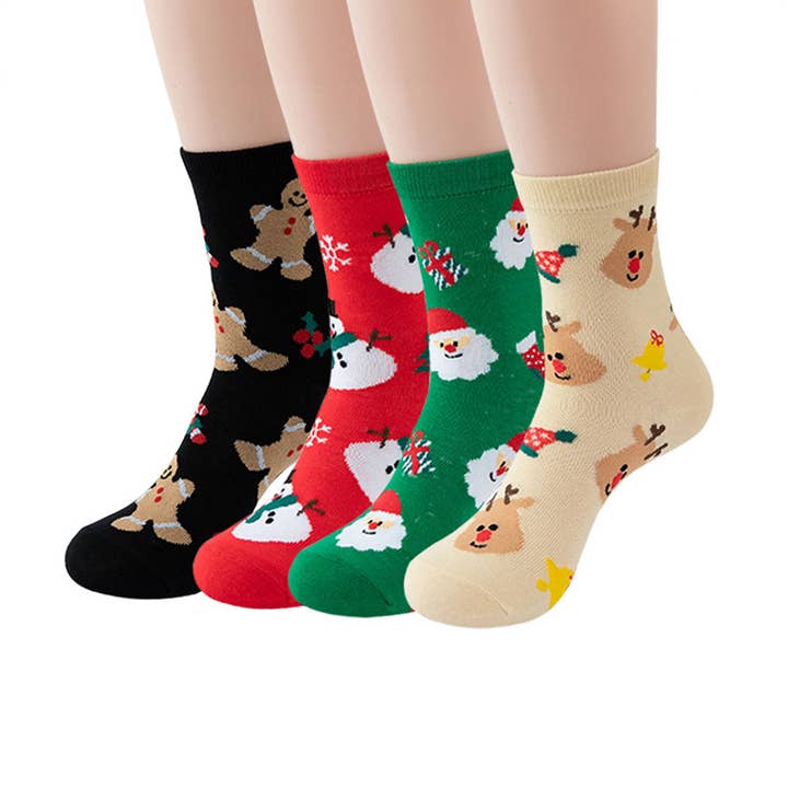ACCITY - Wholesale Socks - Women's - SANTA CLAUS CUTE CHRISTMAS PATTERN CREW SOCKS_CWMS02034