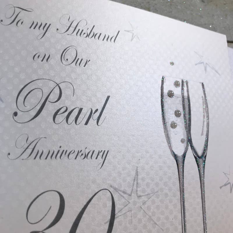 White Cotton Cards - Wholesale Anniversary Card - Husband 30th Pearl Anniversary - Champagne Flutes (BD130-H)1