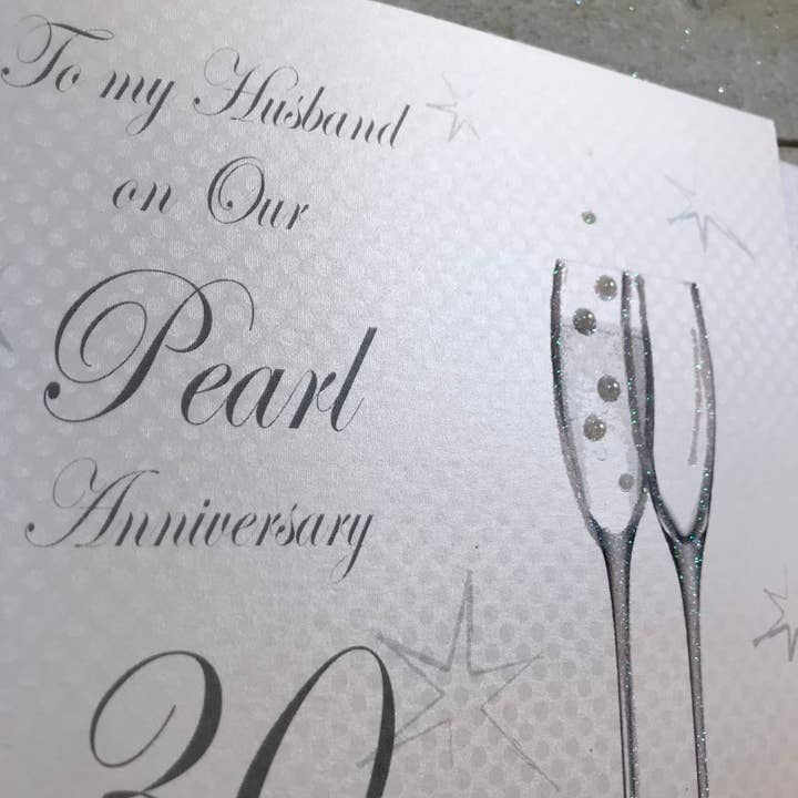 White Cotton Cards - Wholesale Anniversary Card - Husband 30th Pearl Anniversary - Champagne Flutes (BD130-H)1