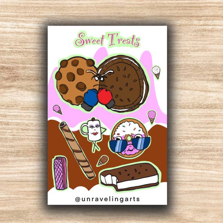 Autocollants brillants de desserts mignons pour ordinateur portable et journal pour la vente par Unravelingarts