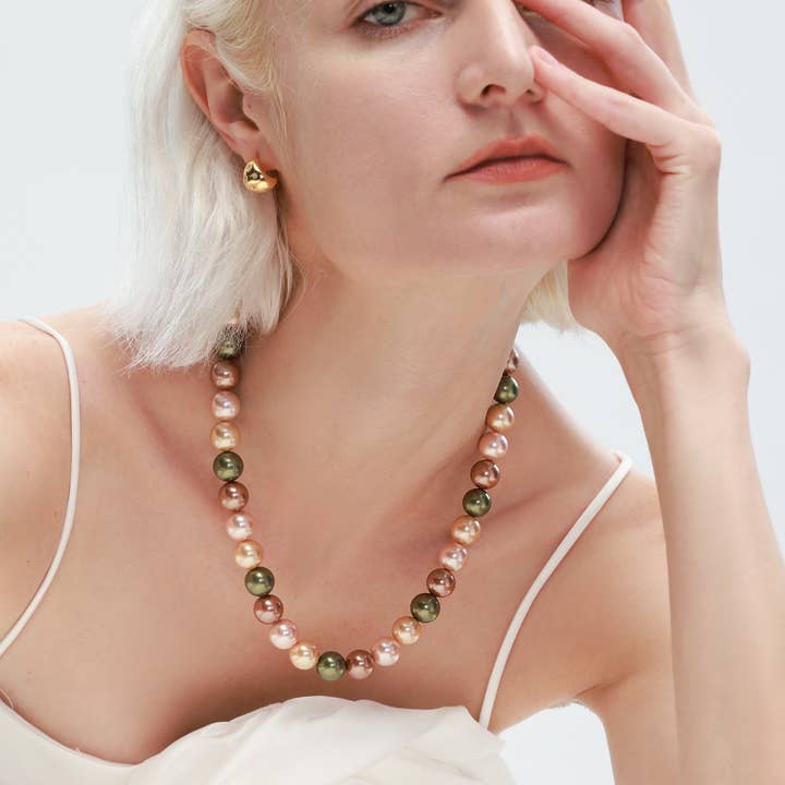 Classicharms - Venta al por mayor Collares de cuentas/perlas - Collar de perlas en forma de concha dorada con cierre de mosquetón con gemas incrustadas6