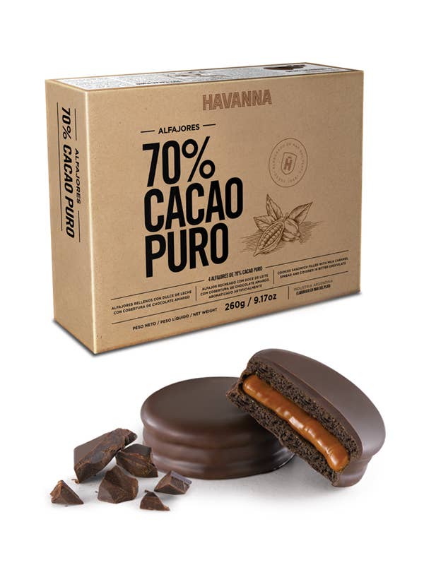 Havanna | Alfajores 70% Ren Kakao | 4 enheder | 260 gram for engroshandel hos Premium Brand