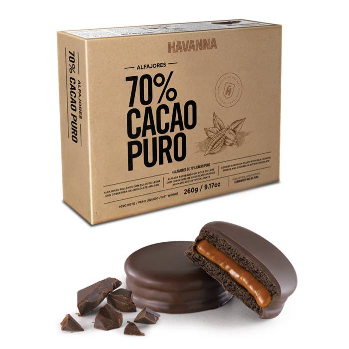 Premium Brand - Wholesale Cookie - Havanna | Alfajores 70% Pure Cocoa | 4 units | 260 grams