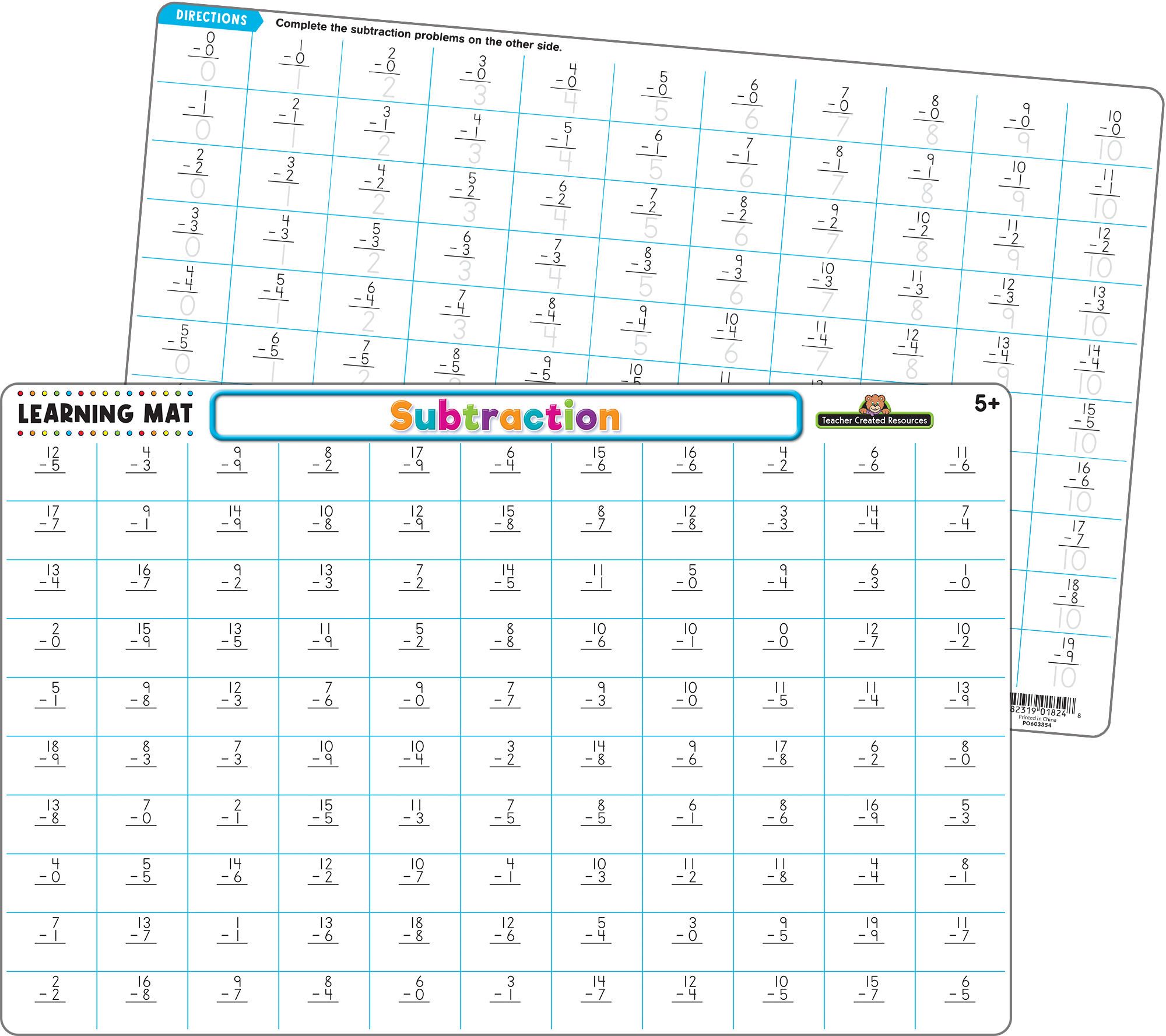 Teacher Created Resources - Wholesale Educatieve kaarten - Kinderen en baby - Leermat voor aftrekken0